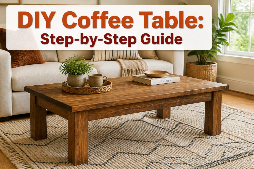 A finished coffee table placed in a warm living room setting.