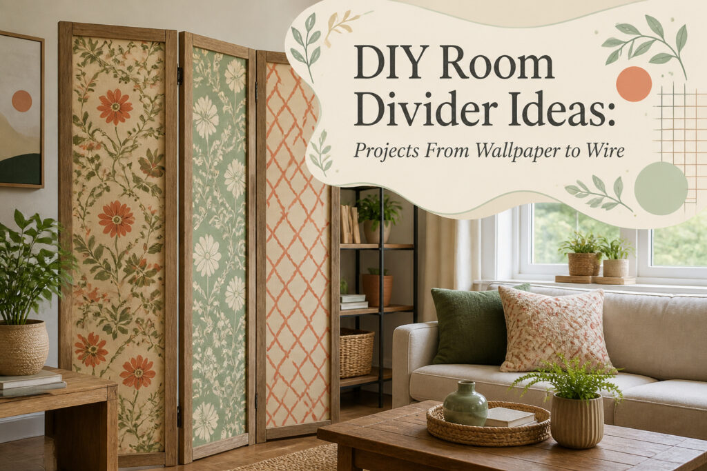 A collection of various DIY room dividers in different styles.