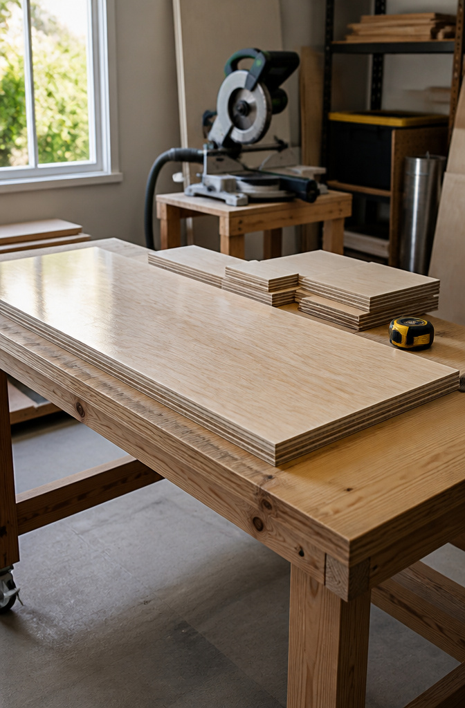 Various pieces of plywood cut to precise measurements.