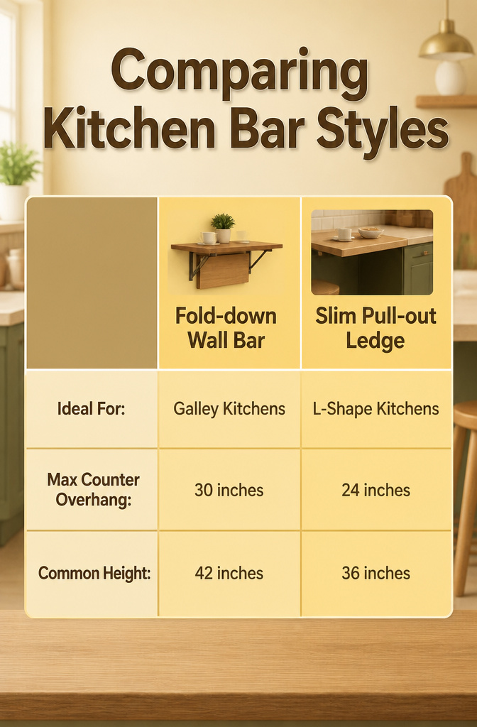 An infographic comparing different kitchen bar styles.