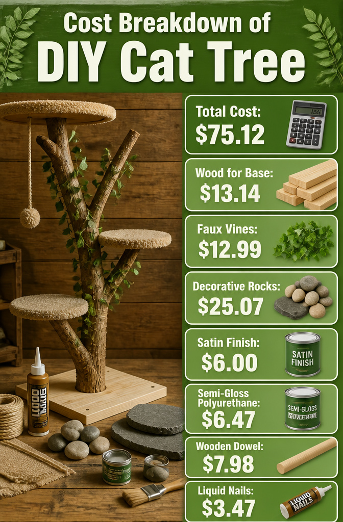 How to Build a DIY Cat Tree: 5 Plans for 2026 11 An infographic detailing the cost components of a DIY cat tree.