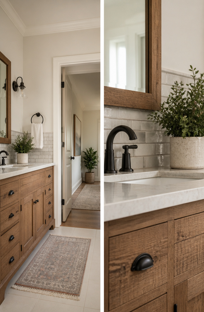 A bathroom demonstrating how to match paint with fixtures.