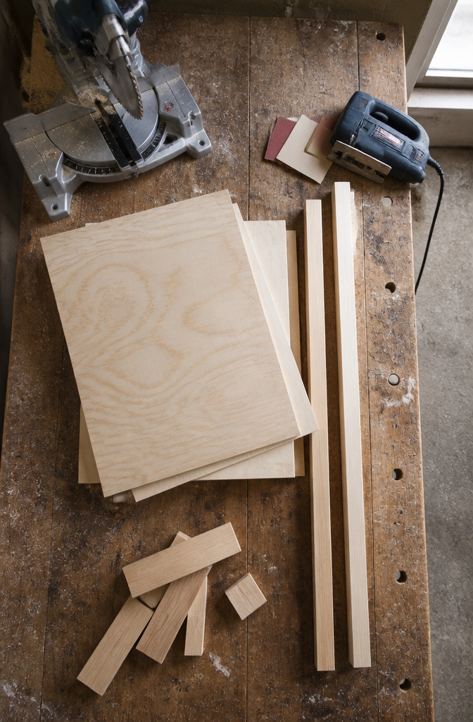 DIY Floating Shelves: A Complete Guide to 5 Styles for Every Room 2 Plywood and pine boards prepared for building floating shelves.