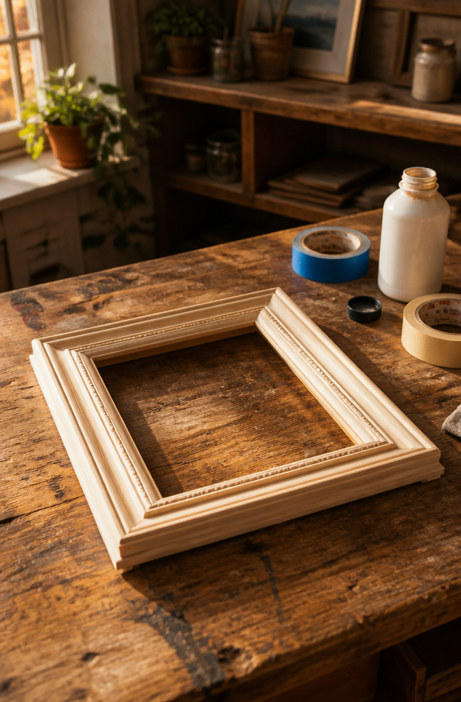DIY Picture Frame: 3 Ways to Build, Style, and Mount Your Own 3 A picture frame featuring glued decorative molding along its edges.