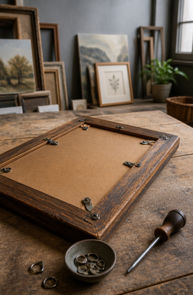DIY Picture Frame: 3 Ways to Build, Style, and Mount Your Own 5 A frame with turn buttons and D-rings for hanging hardware.