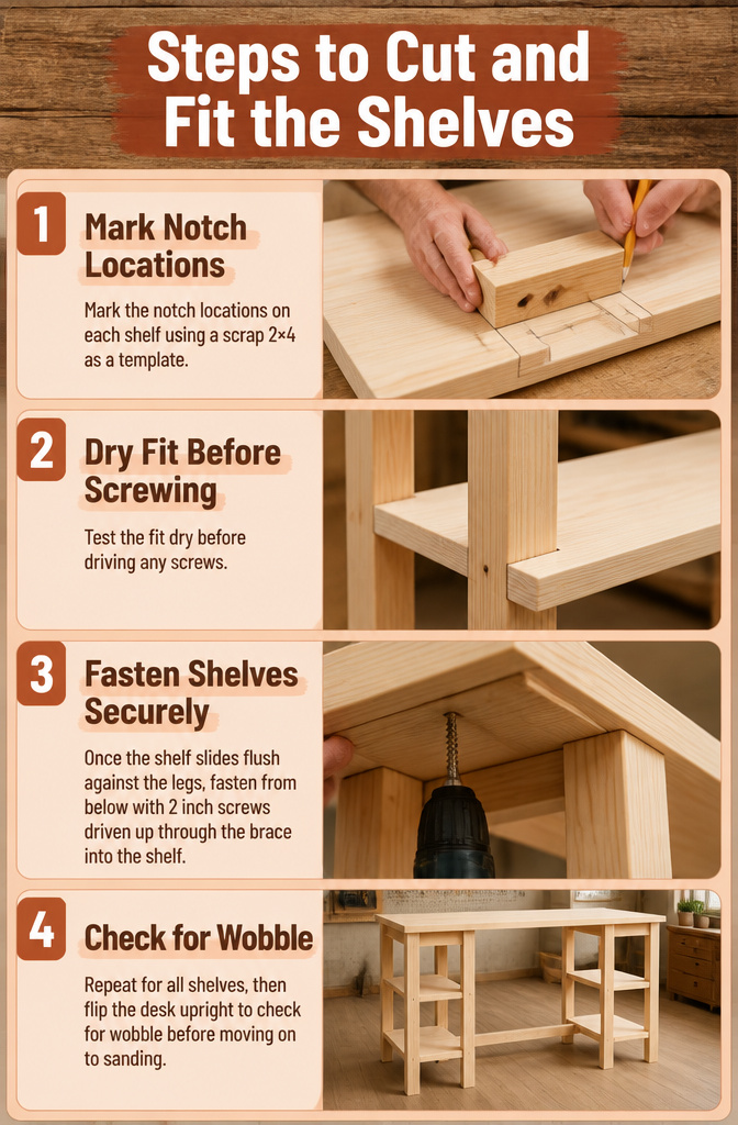 DIY Computer Desk: Build Plans and Alternative Ideas for 2026 6 An illustration demonstrating how to cut and fit shelves.