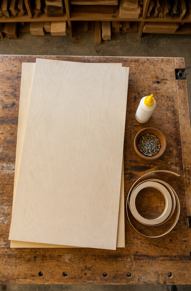 Different types of plywood laid out for selection.