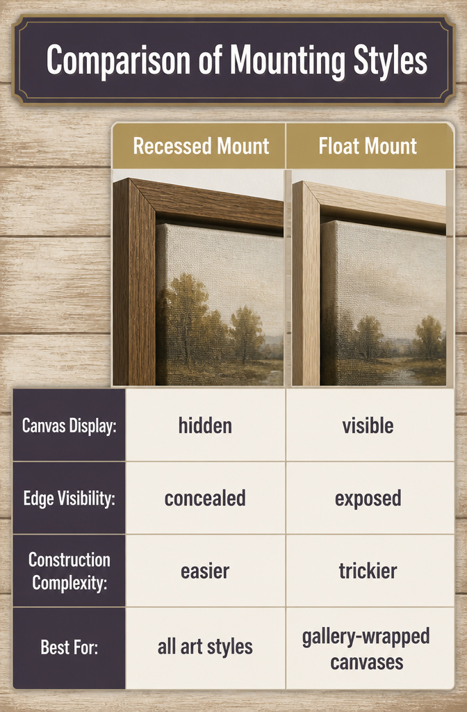 DIY Picture Frame: 3 Ways to Build, Style, and Mount Your Own 7 Illustration showing different mounting styles for picture frames.