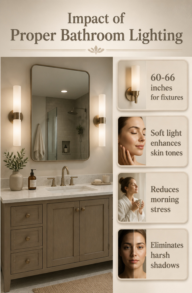7 Bathroom Lighting Ideas for Every Design Style (2026) 8 An informative graphic showing the impact of bathroom lighting.