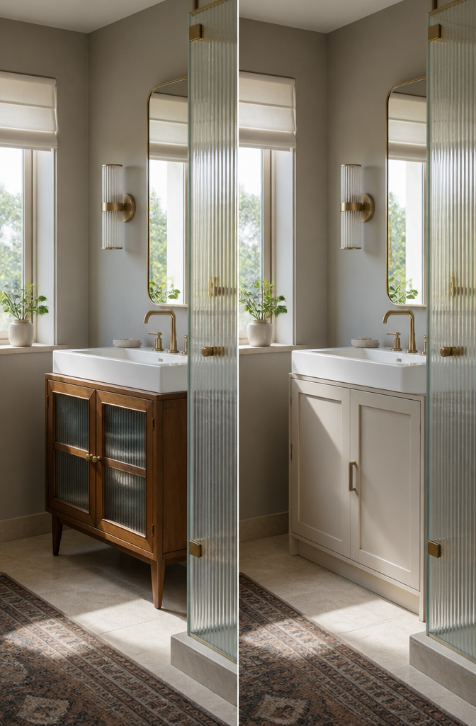 Bathroom Storage Cabinet: 7 Styles That Work in Small Spaces 8 A bathroom showcasing different cabinet styles and designs.