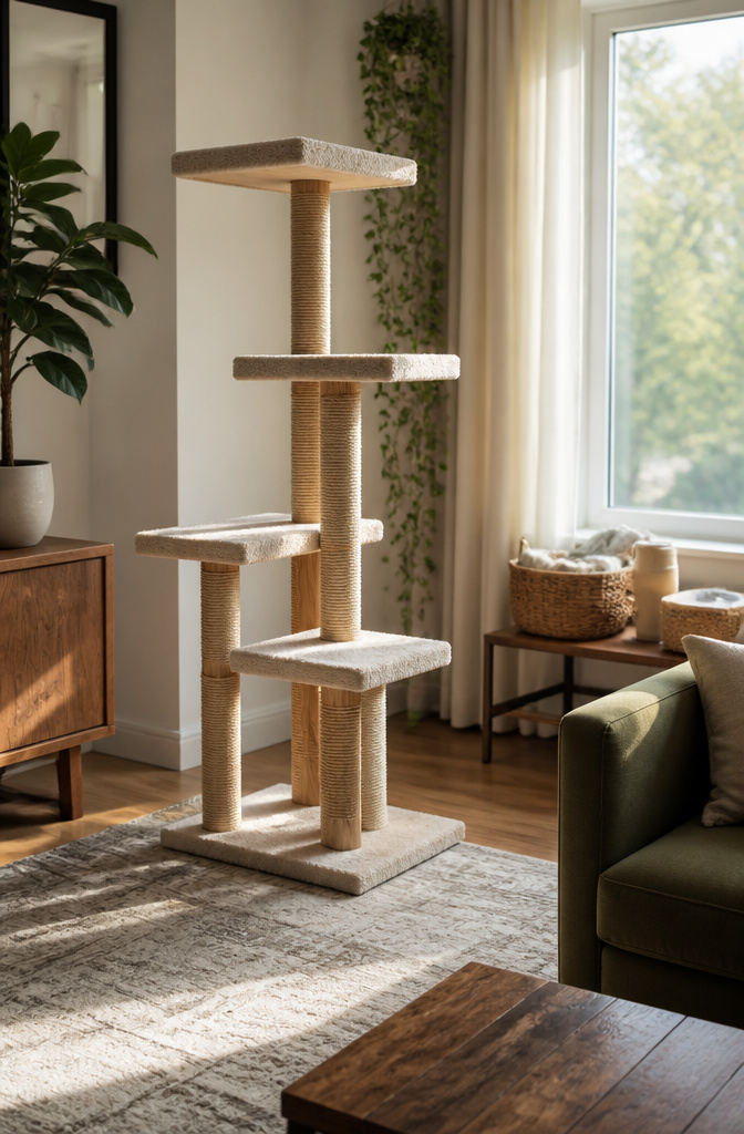 How to Build a DIY Cat Tree: 5 Plans for 2026 8 A vertical stack of platforms forming a traditional cat tree design.