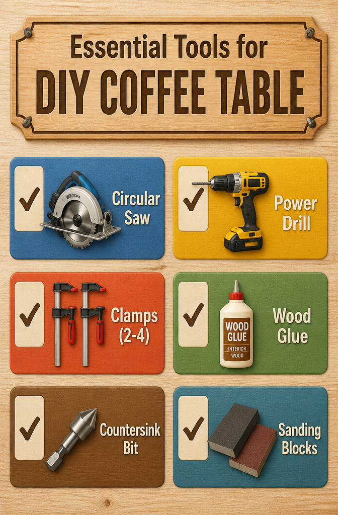 A collection of tools including a circular saw and clamps.
