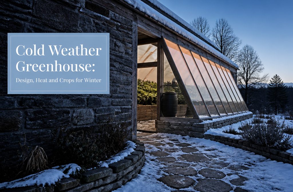 Cold-weather greenhouse with a glazed south wall and insulated sides